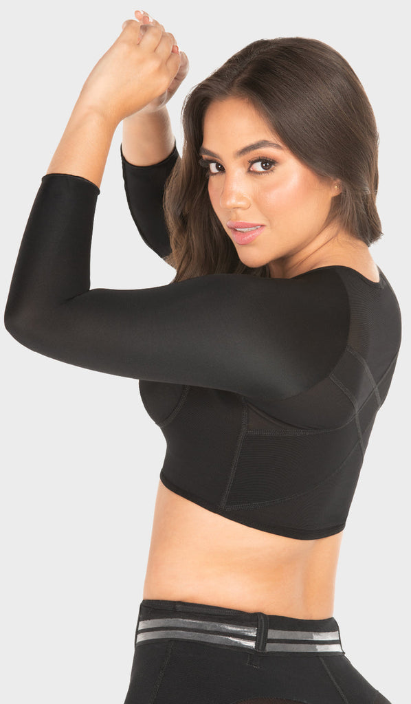 Faja Chaleco Con Mangas y Sostén B-00204 MyD P]aoPink color negro