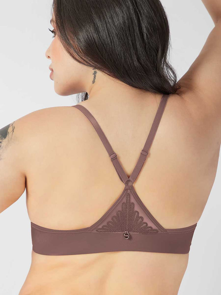 Bralette Con Encaje en Espada Realce Natural Café