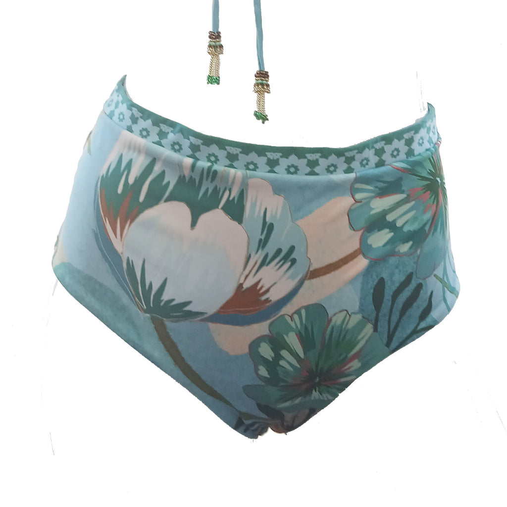 Conjunto Bikini Rosseta Bouquet Calzón Tiro Alto Colombiano Verde