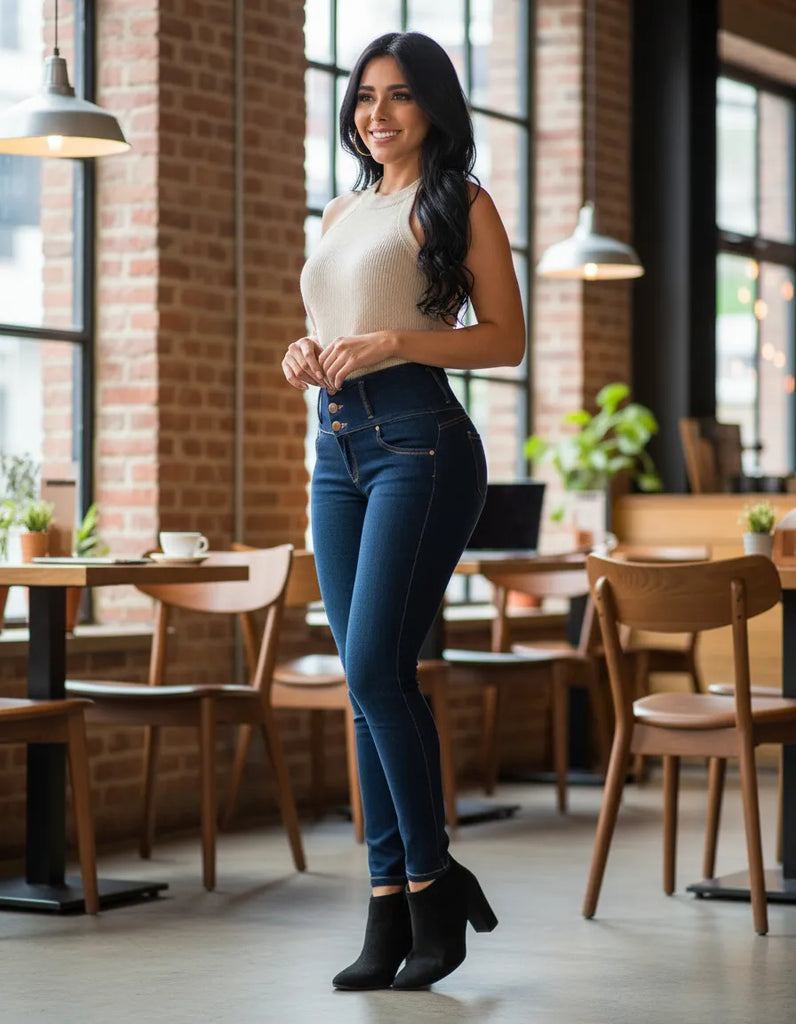 Ver Jeans Colombiano Levantacola De 3 Botones J-6705 levanta poto