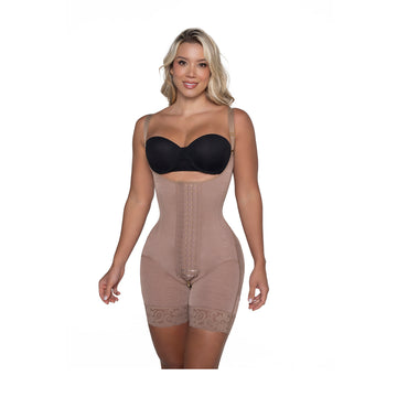 Faja Color Café Cocoa Colombiana PaoPink Luxury Media Pierna y 4 Hileras de Broches