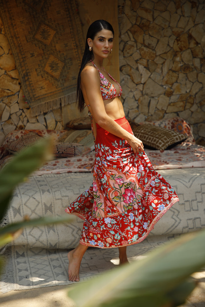 Comprar Salida De Baño O Playa tipo Falda Ziad Rojo Barú Colombia en Chile