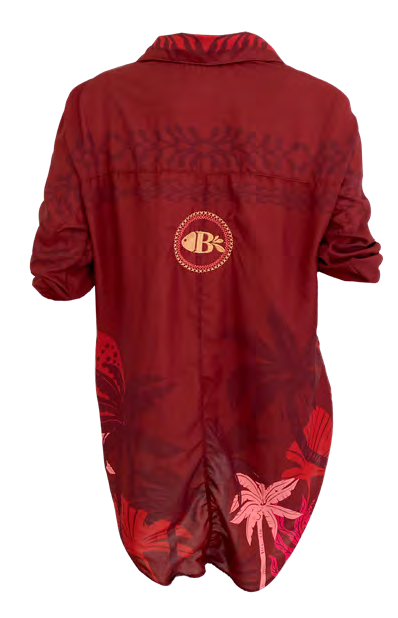 Salida De Baño O Playa Camisón Rojo Maxi Palms