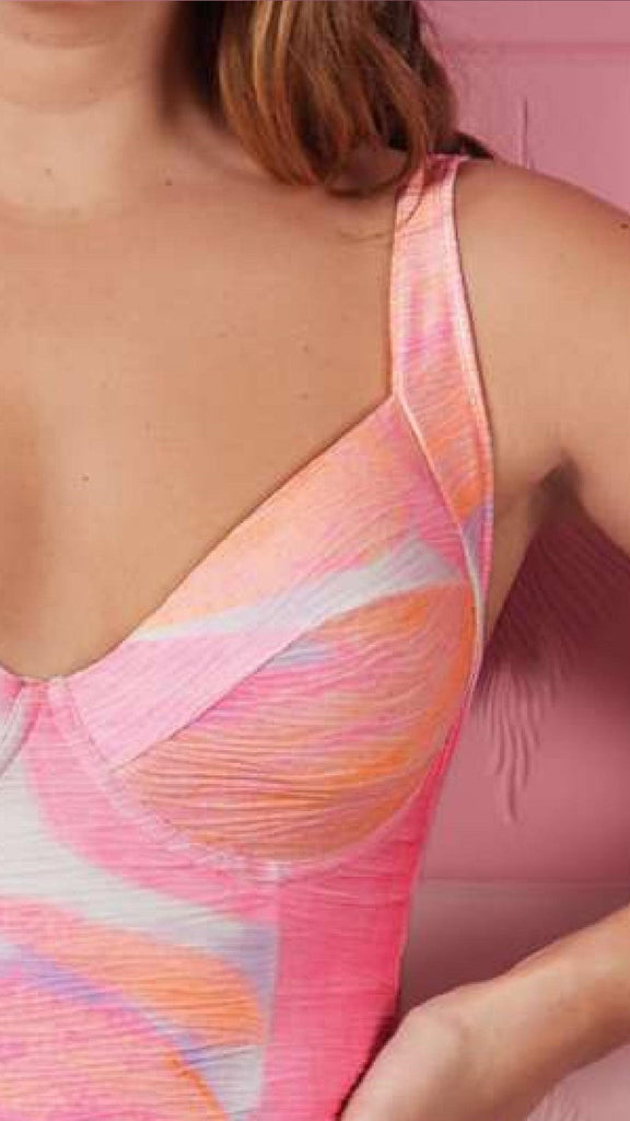 Traje De Baño Colombiano Lila Textura Jaquar Bretel Grueso