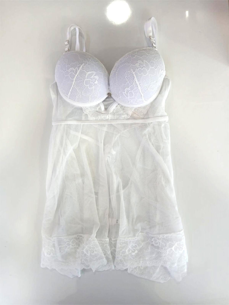 BabyDoll Blanco Sexy Colombiano en Tull y Encaje - Elegancia y Comodidad Fusionadas