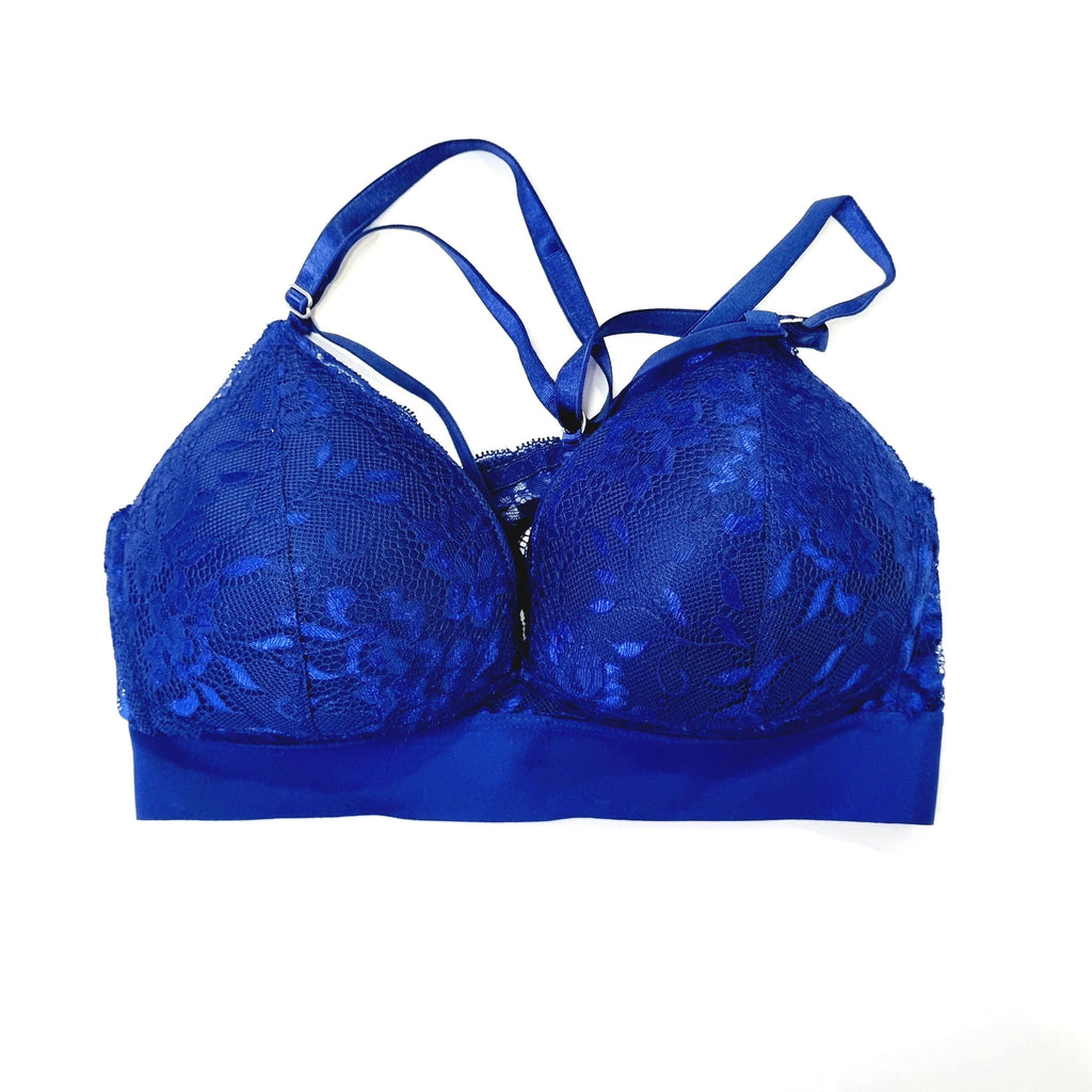 Bralette microfibra y encaje azul colombiano