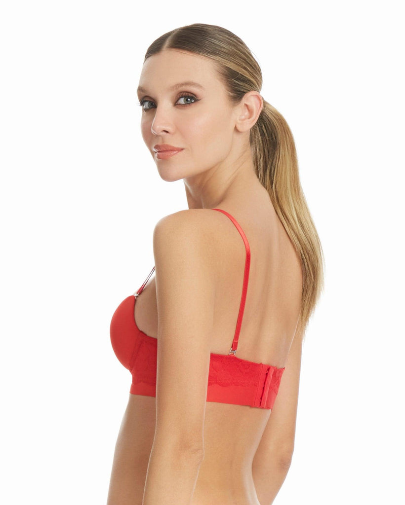 Sostén microfibra con encaje en base color rojo sensual colombiano