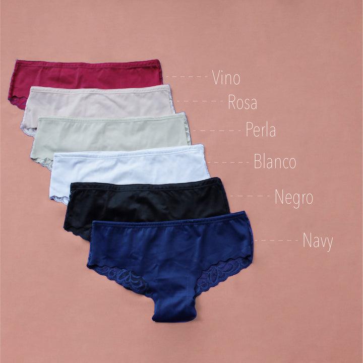 colores Pantaleta Tiro Bajo en Encaje con transperencia en la parte posterior