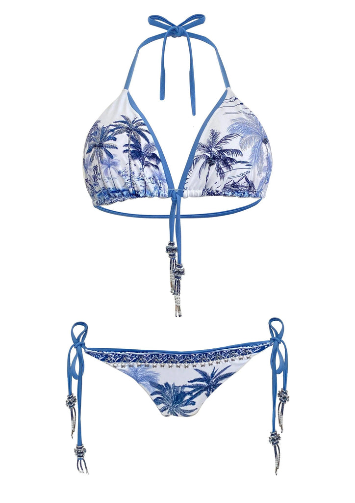 Bikini de Lujo Colombiano Barú Palmeras Gipsy Azul Barú Swimwear en Chile