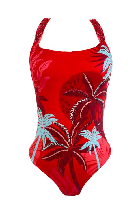 Traje De Baño Premium Colombiano Maxi Palms Rojo