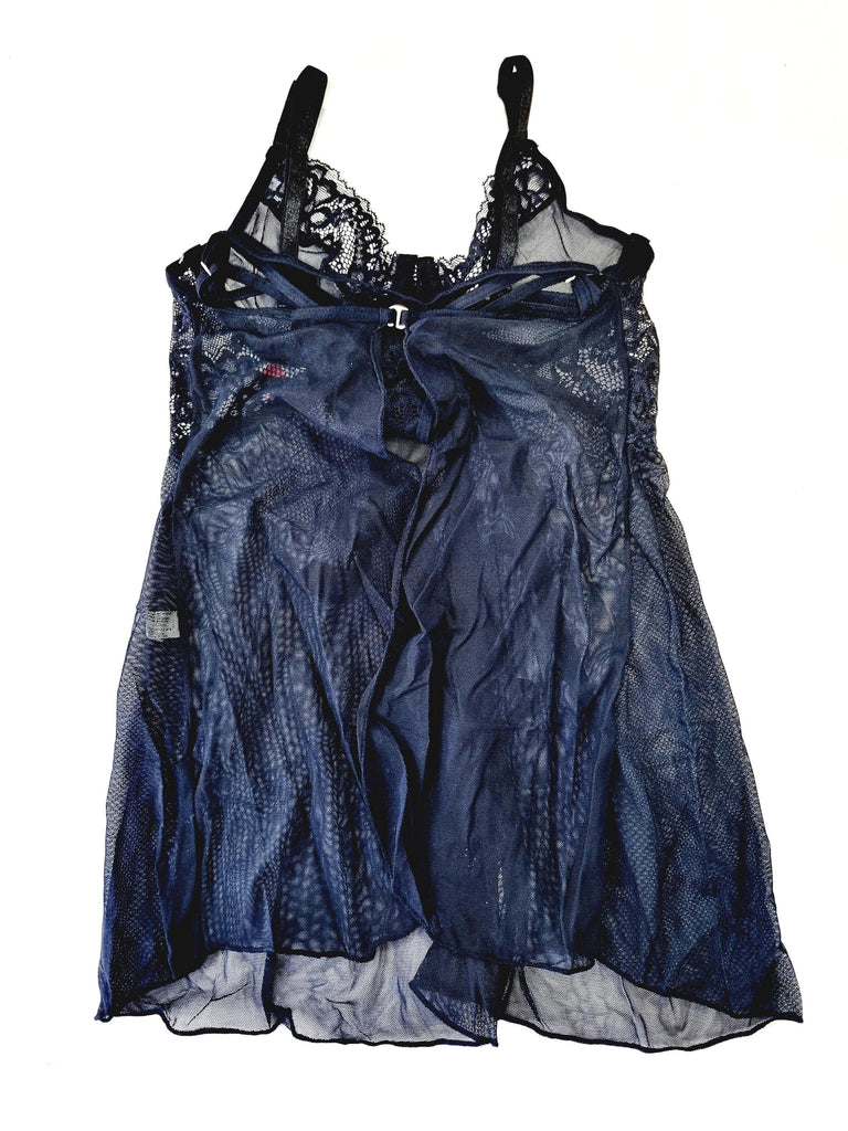 Sexy Babydoll color azul en tull y encaje Incluye colaless 000207