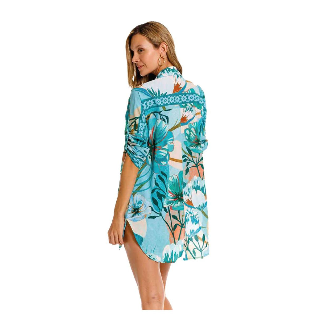 Salida De Baño O Playa tipo Camisón de Lujo Rosseta Bouquet Verde