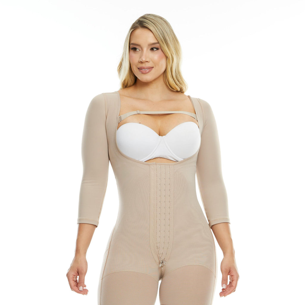 Faja colombiana PaoPink color beige, importada a Chile, con compresión alta y 4 niveles de ajuste, perfecta para uso diario o recuperación, compra en cuotas.