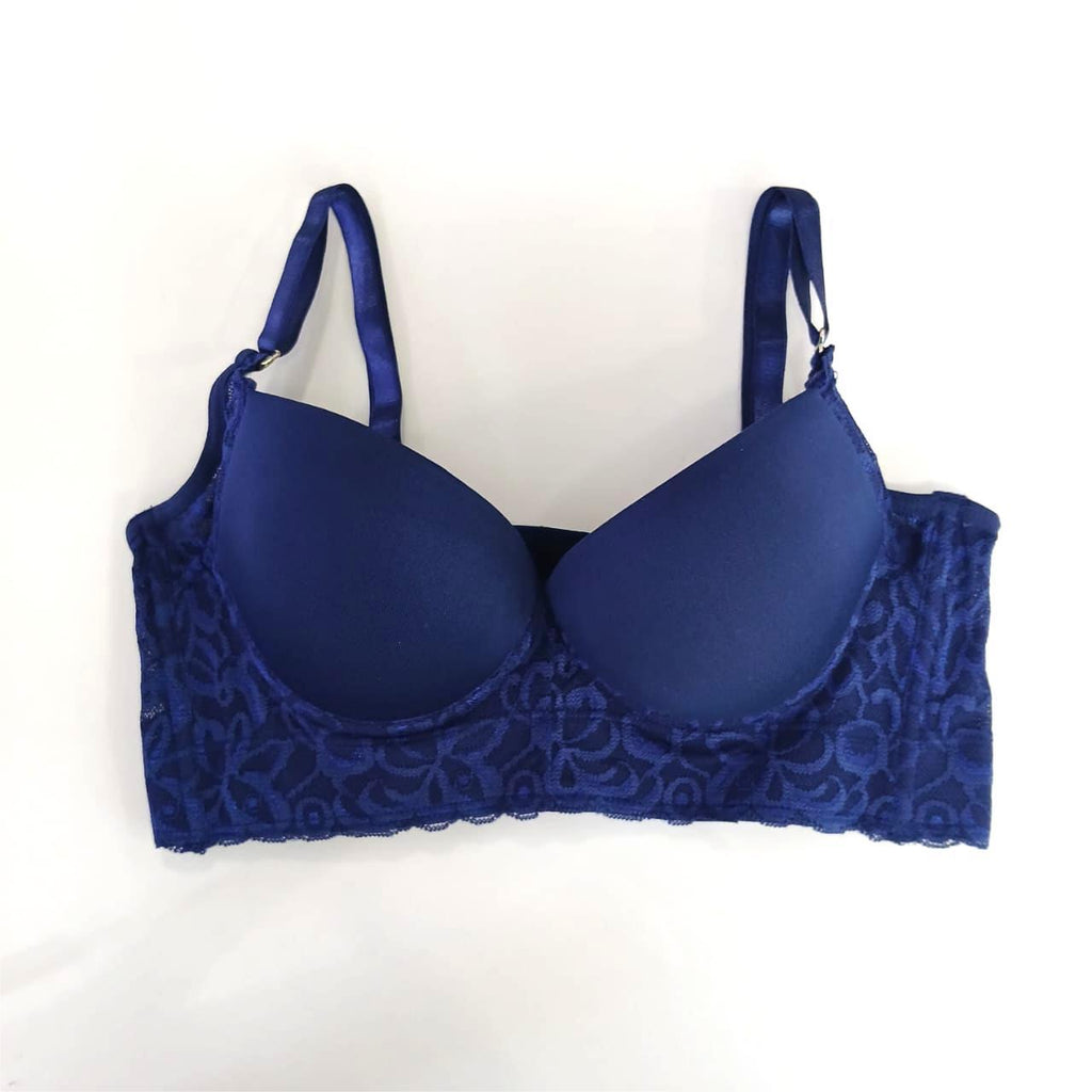 Sostén control con encaje color azul