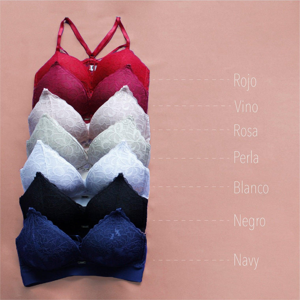 colores Bralette microfibra y encaje colombiano
