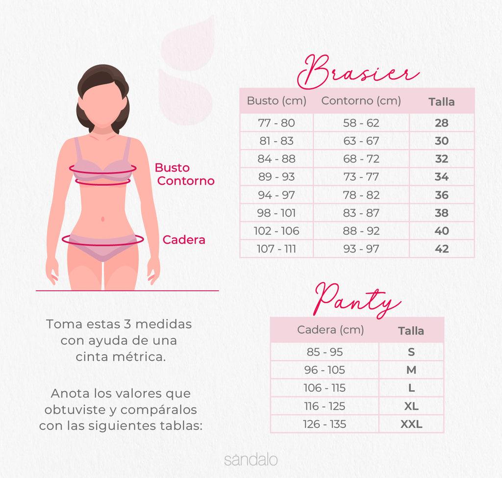 guia de tallas Sostén en microfibra espalda strapless profunda
