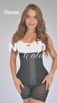 Faja corta strapless negra F-00466 video con refuerzo abdominal