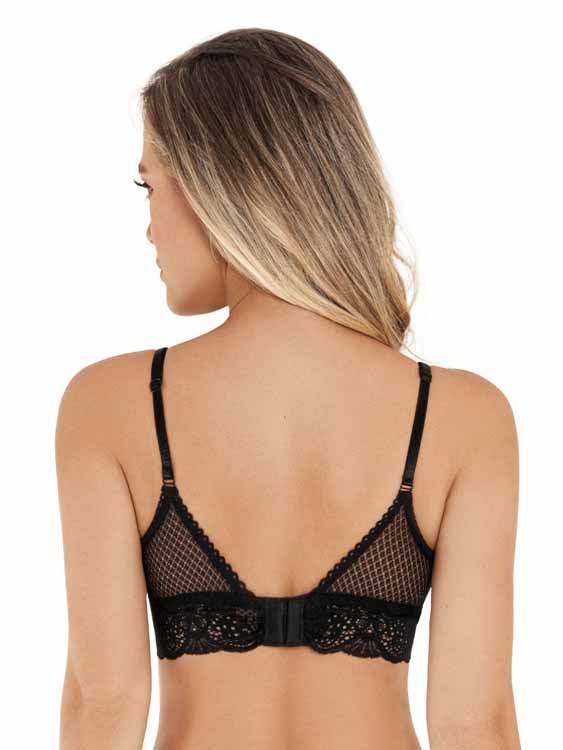 Bralette Colombiano Negro Con Encaje Realce Natural