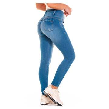 Jeans Levantacola Colombiano Tiro Alto J-6665