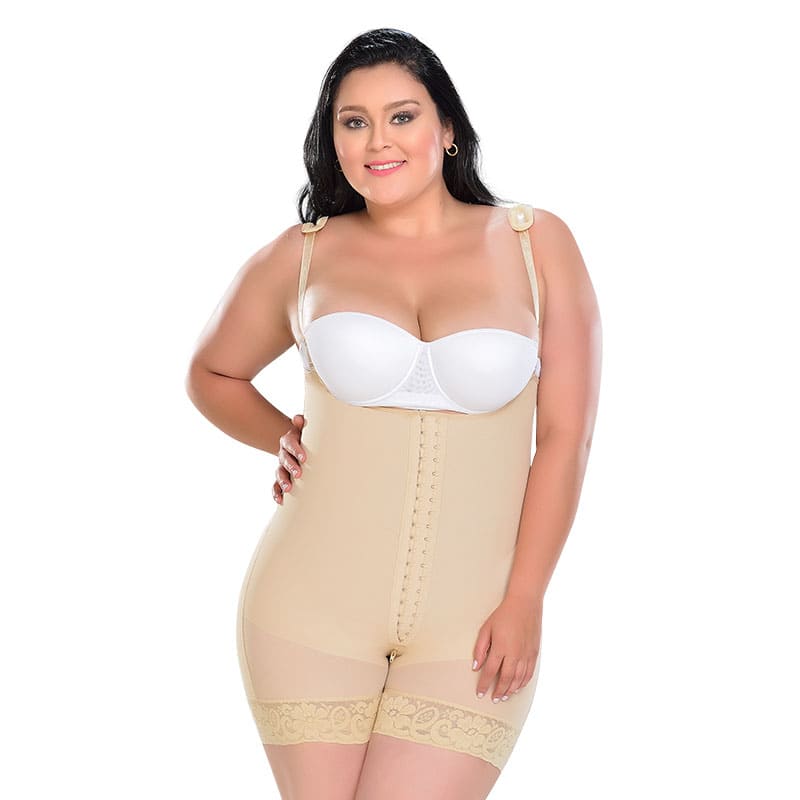 Faja Media Pierna Colombiana 2 Hileras de Broches con Bretel Delgado F-0068 MyD